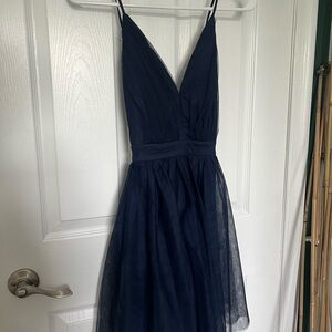 PromGirl Blue Backless Tulle Mini Dress